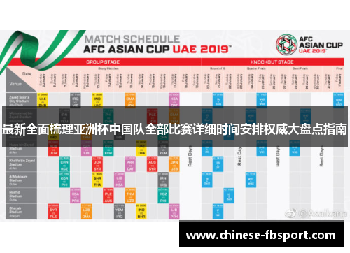 最新全面梳理亚洲杯中国队全部比赛详细时间安排权威大盘点指南